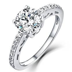 YL Verlobungsring 925 Sterling Silber Schliff 5A Runder Zirkonia Hochzeitsversprechen Ring für Damen Braut(Größe 62) von YL