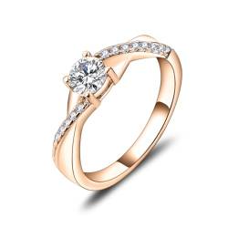 YL Verlobungsring Ehering 925 Sterling Silber mit April Geburtsstein Zirkonia Weiß Unendlichkeit Roségold Ring Solitärring für Damen（Größe 54） von YL