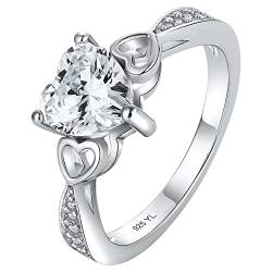 YL Verlobungsring Ehering 925 Sterling Silber mit Herz Zirkonia Ring für Braut Damen(Größe 62） von YL