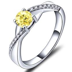 YL Verlobungsring November Birthstone Gelb Zirkonia Criss Cross Infinity Solitaire Ehering für Frauen Braut (Größe 62) von YL