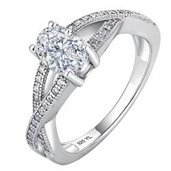 YL Verlobungsring Unendlichkeit Ring 925 Sterling Silber mit Oval Zirkonia Ehering für Braut Damen(Größe 56） von YL