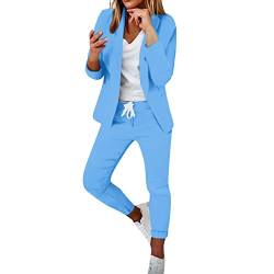 Hosenanzüge für Damen Hosenanzug Damen Festlich Elegant Blazer Zweiteiler Damen Business Modern Blazer Anzug Set Hosenanzug Anzughose Revers Slim Fit Outfit Anzugjacke Sommer Freizeitanzug Streetwear von YLLQXI