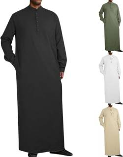 Kaftan Herren Gebetskleidung für Männer Burka Arabische Kleidung Herren Islamische Kleidung Herren Abaya Herren Gebetskleidung Robe Muslimische Kleider Herren Thobe Gebetskleidung Männer (d-Black, S) von YLLQXI