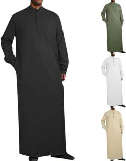 Kaftan Herren Gebetskleidung für Männer Burka Arabische Kleidung Herren Islamische Kleidung Herren Abaya Herren Gebetskleidung Robe Muslimische Kleider Herren Thobe Gebetskleidung Männer (d-Black, M) von YLLQXI
