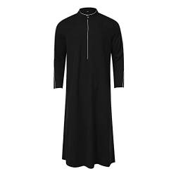 Kaftan Herren Gebetskleidung für Männer Burka Arabische Kleidung Herren Islamische Kleidung Herren Abaya Herren Gebetskleidung Robe Muslimische Kleider Herren Thobe Gebetskleidung Männer (h-Black, L) von YLLQXI