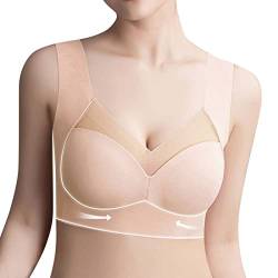 Wmbra BH Wmbra Haltungskorrektur BH Ergonomischer Ohne Bügel Soft Push Up BH Atmungsaktiver Klassische BH Komfort Nahtloser Träger Schlaf BH Stretch Sports Yoga BH Bustier Sexy Frauen (Beige, XXXL) von YLLQXI