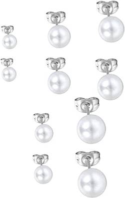 5 Paare Ohrstecker Kugel aus Edelstahl für Damen Perle Imitat hypoallergen 4 mm-8 mm breit infach, klassisch von YLLZJ