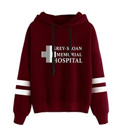 YLWX Herren Damen Hoodies Grey's Anatomy Kapuzenpullover Druck Pullover Sweatshirt Grey-Sloan Memorial Hospital,Red-L von YLWX