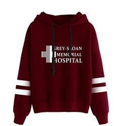 YLWX Herren Damen Hoodies Grey's Anatomy Kapuzenpullover Druck Pullover Sweatshirt Grey-Sloan Memorial Hospital,Red-XXXL von YLWX