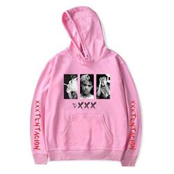 YLWX Herren Kapuzenpulli RIP Xxxtentacion Hoodies Unisex Gedruckte Hooded Sweatshirt Mit Tasch,Pink-XXXL von YLWX