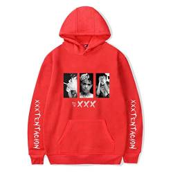 YLWX Herren Kapuzenpulli RIP Xxxtentacion Hoodies Unisex Gedruckte Hooded Sweatshirt Mit Tasch,Red-XL von YLWX