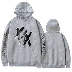 YLWX Herren und Damen Kapuzenpullover Xxxtentacion Hoodie Frühling Locker Langarm Crew Neck 3D Gedruckt Kapuzensweatshirt (Color : Grey, Size : M) von YLWX