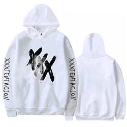 YLWX Herren und Damen Kapuzenpullover Xxxtentacion Hoodie Frühling Locker Langarm Crew Neck 3D Gedruckt Kapuzensweatshirt (Color : Weiß, Size : S) von YLWX