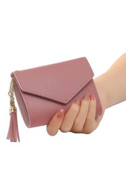 YLXCKGS Geldbörse Frauen Mini Quaste Pendellnen Brieftaschenkartenhalter Frischer Rosa Münzgeldbörse-Pflaume von YLXCKGS