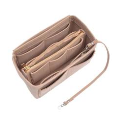 Filzstoff-Liner-Tasche for Damen, Make-up-Organizer, großes Fassungsvermögen, Reise-Kosmetiktaschen, Aufbewahrung, Kulturbeutel, Liner-Organizer (Color : Khaki L) von YLZCAM