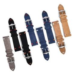 YLZCAM Wildleder-Uhrenarmband, 20 mm, 22 mm, Schnellverschluss-Armbänder, kompatibel mit GT3-Armband, Uhrenzubehör, weiches Gürtelband (Color : Blue-Red Line, Size : 20mm) von YLZCAM