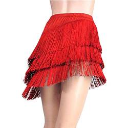 Damen Latein Tango Ballsaal Quaste Franse Rock Samba Salsa Tanzkleid Tanzkleidung (Rot, Etikett M (EU XS)/Taille: 70cm/27) von YM YOUMU