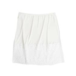 Damen Satin Kurze Half Slips Unterrock Petticoat für Unterkleider Transparent, Weiß-Spitzenbesatz, S von YM YOUMU