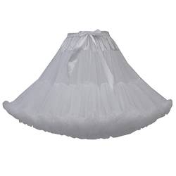 Frauen 55cm Länge Puffy Lolita Tüll Petticoat Tutu Unterrock für Cosplay Prinzessin Hochzeitskleid Gr. Einheitsgröße, gebrochenes weiß von YM YOUMU