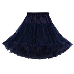 Frauen 55cm Länge Puffy Lolita Tüll Petticoat Tutu Unterrock für Cosplay Prinzessin Hochzeitskleid Gr. Einheitsgröße, marineblau von YM YOUMU