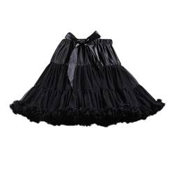 Frauen mehrschichtig geschwollener Tüll Petticoat Röcke Flecken Fliege Elastische Taille Tutu Unterrock für Cosplay Party, schwarz, Einheitsgröße von YM YOUMU