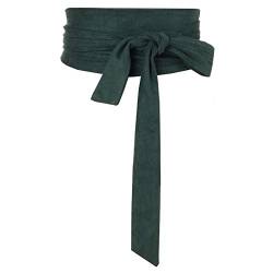 YM YOUMU Damen Breite Taille Gürtel Obi Taillenband Boho Band selbst Tie Wrap Wildleder für Kleid Hemd Longtops (Armeegrün) von YM YOUMU