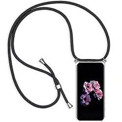 YMCASE Handykette Handyhülle für LG K52/LG K62/LG Q52 mit Band - Transparent Handy-Kette Handy Hülle mit Kordel zum Umhängen Handyanhänger Halsband Lanyard Case-Schwarz von YMCASE