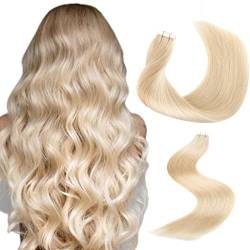 YMEYME Unsichtbare Tape in Haarverlängerungen Platinum Blonde 55cm Natürlich Unsichtbar Nahtlose Haarverlängerungen 50g 20 Stück von YMEYME