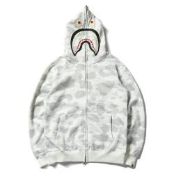 YMHXBSX Bape Shark Head Full Zip Up Jacke für Männer Frauen Mode Trendy Hip Hop Hoodie Sweater Pullover Top, 20307x13, XL von YMHXBSX