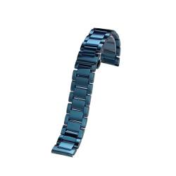 YMURAL RHAIYAN 18mm 20mm 21mm 22mm Neues blaues Edelstahl-Armbandarmband, Metallarmband, Herren- und Damenmode, passend for die wichtigsten Uhrenmarken (Color : B-Blue, Size : 18mm) von YMURAL