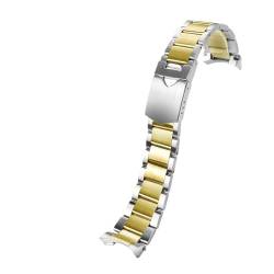 YMURAL RHAIYAN 22 mm massives Edelstahl-Armband, passend for T-udor Black Bay 79230 79730 Heritage Chrono Uhrenarmband, ohne Niete (Color : Silver gold, Size : 22mm) von YMURAL