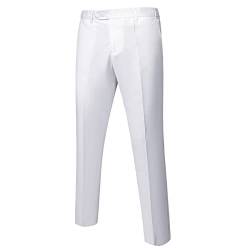 YND Herren Business Anzughose Slim Fit Flex Flat Front Hose, Weiß, X-Groß von YND