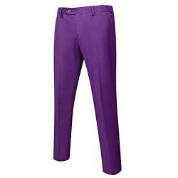 YND Herren Business Anzughose Slim Fit Flex Flat Front Hose, deep purple, Groß von YND