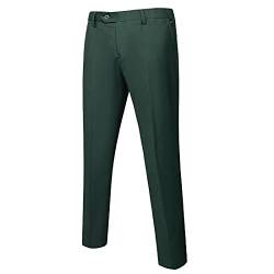 YND Herren Business Anzughose Slim Fit Flex Flat Front Hose, dunkelgrün, X-Klein von YND