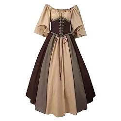 Halloween Kleider Damen Weiß V-Hals Lange Ärmel Halloween Shirt Damen Renaissance Abendkleid Kleidung für Weibliches für Cosplay von YNIEIAA