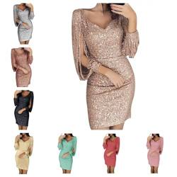 YNIEIAA Damen Abendkleider Silvester Pailletten Cocktailkleid Elegant Sexy Glitzer Ballkleider Figurbetontes Mini Festliche Partykleid Pailettenkleider Prinzessin Kleid Bodycon für Cocktail von YNIEIAA