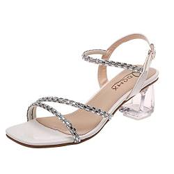 YNnkian Sommer Sandalen Damen Mädchen Strandschuhe Sandalen für Sommer Elegante Sommerschuhe Bohemian Sommer Peep Toe Blockabsatz Sandalen Damen Pantoletten Sandalen Sommer von YNnkian