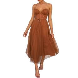 YNnkian Sommerkleid für Damen Damen Spaghetti Strap Kleid Ärmellos Blumenkleid Strandkleid Sexy Elegantes Sommerkleid Damen Leichte Sommerkleid Kleider von YNnkian