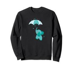 Niedlicher blauer Elefant mit Regenschirm Geschenk Kinder Sweatshirt von YO! Diese Klamotten