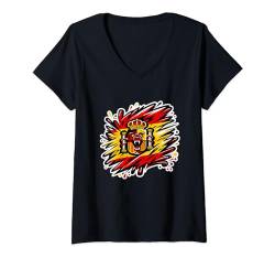Damen Spanischer Fan Spanien Flagge Kunst T-Shirt mit V-Ausschnitt von YO!