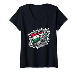Damen Ungarischer Banner Fan Ungarn Flagge Magyar T-Shirt mit V-Ausschnitt von YO!