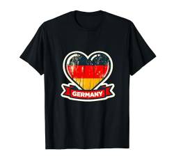 Deutsch Banner Fan Deutschland Flagge Flagge Herz Retro T-Shirt von YO!