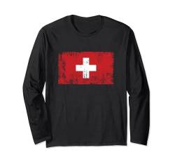 Schweiz Flagge Schweizer-Fahne Geschenk Fußball-Fan Sport Langarmshirt von YO!