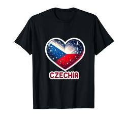 Tschechische Banner Fan Tschechien Flagge Herz Retro T-Shirt von YO!