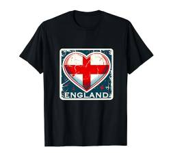 Vintage Englisch Banner Fan England Flagge Herz Retro T-Shirt von YO!