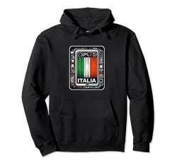 Vintage Italienisches Banner Fan Italien Flagge Retro Art Italia Pullover Hoodie von YO!