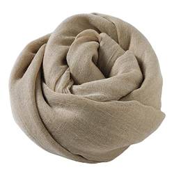 YOBOKO Langer Schal für Damen, Leinen-Baumwolle, reine Farbe, groß, weich, Schal, große Größe, schöner Schal für draußen/Strand, 200 x 130 cm (Khaki) von YOBOKO