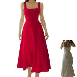 YODAOLI 2023 New Women’s Thick Straps Midi Dress Semi Formal Party Dresses for Women (Red,M) von YODAOLI