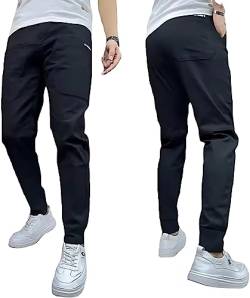 YODAOLI Men's High Stretch Multi-Pocket Skinny Cargo Pants Elastic Casual Jogger Active Pants (35,Black) von YODAOLI