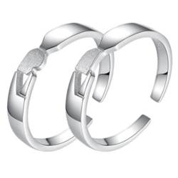 YOFAPA Offener Ring, modisch, Vintage, 2 Stück, passender Ring, schlichtes Paar, Ehering, Nicht-Edelmetall von YOFAPA